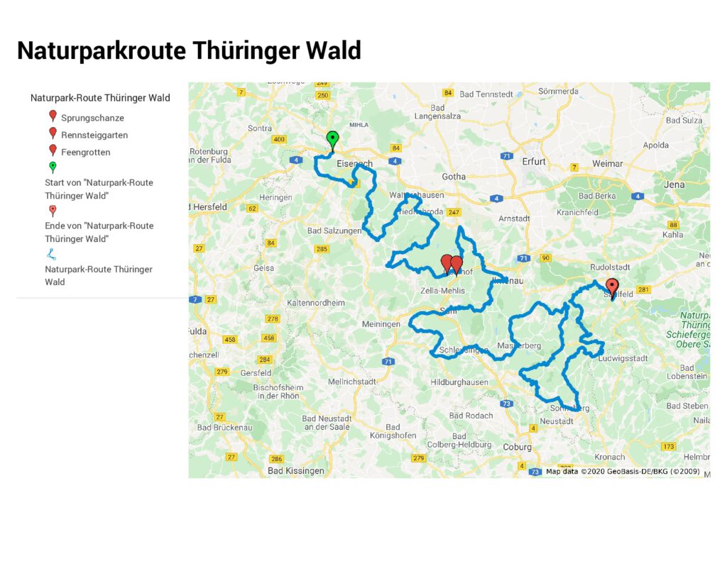 Die geplante Route im Thüringer Wald